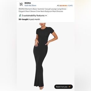Amazon Black Short-Sleeve Bodycon Maxi Dress